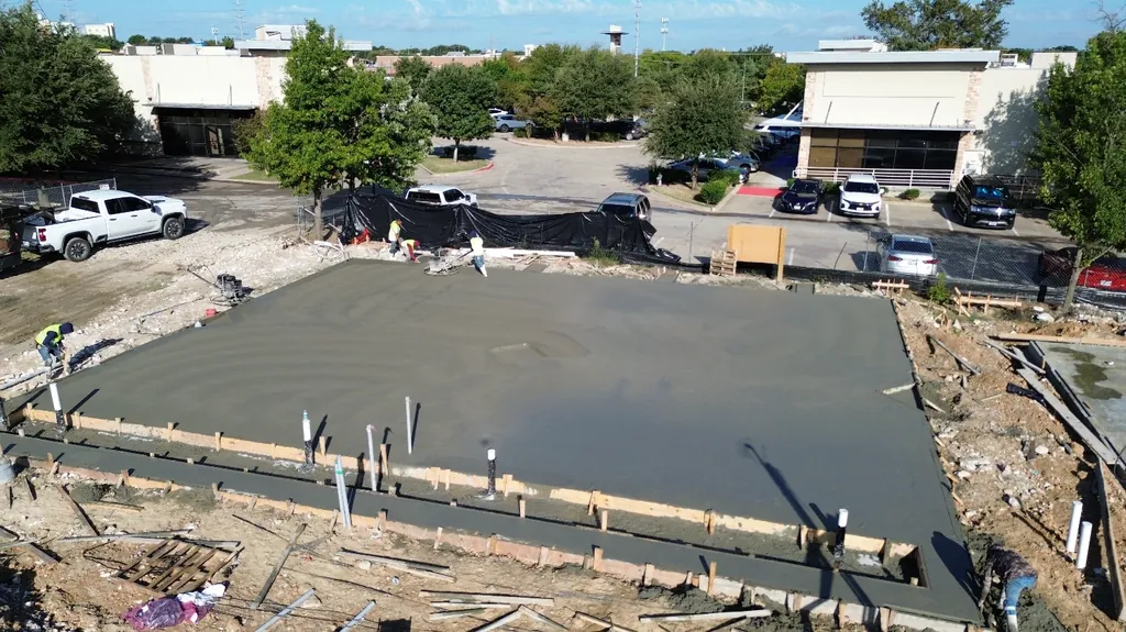 Commercial slab in progress (aerial)