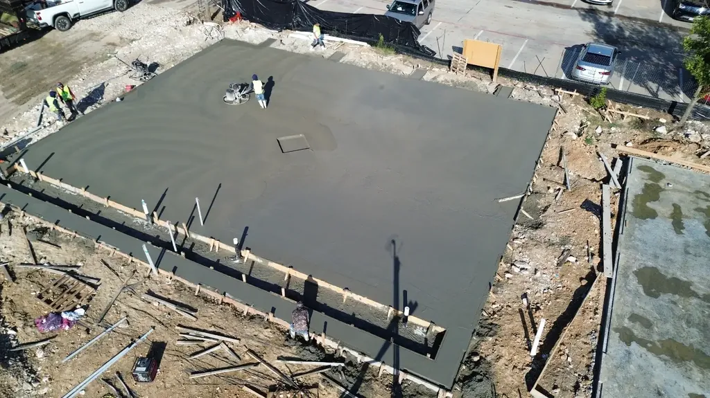 Commercial slab placement (aerial)