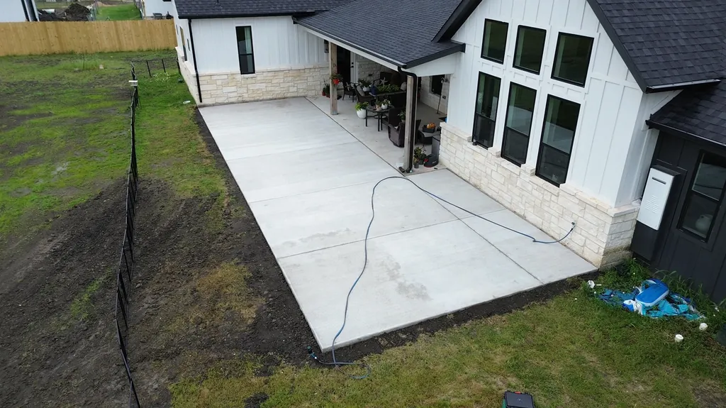 Completed backyard patio (aerial)