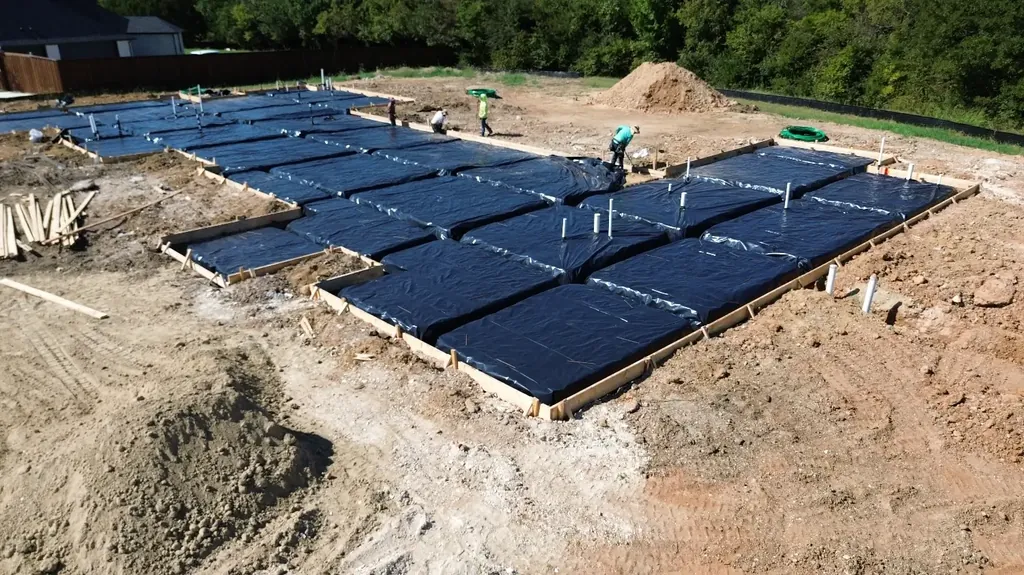 Post-tension foundation preparation (aerial)