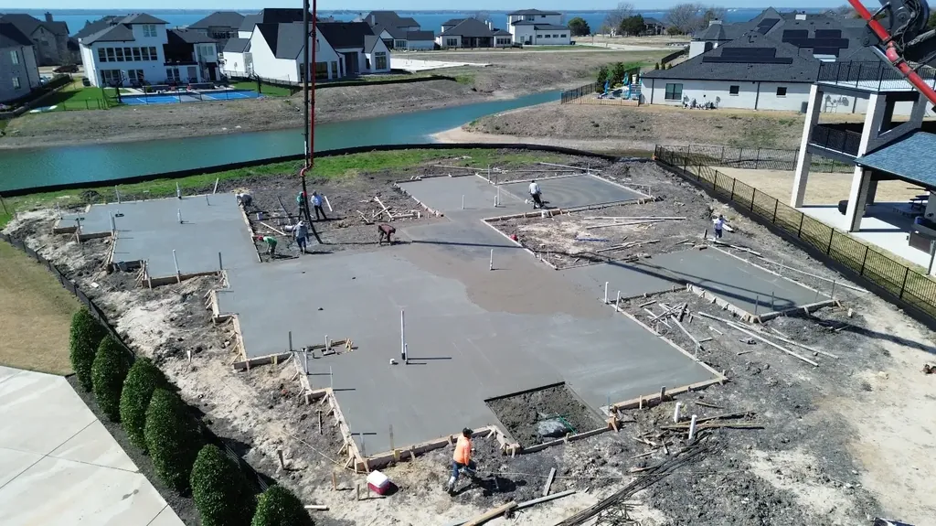 Foundation pour in progress (aerial)