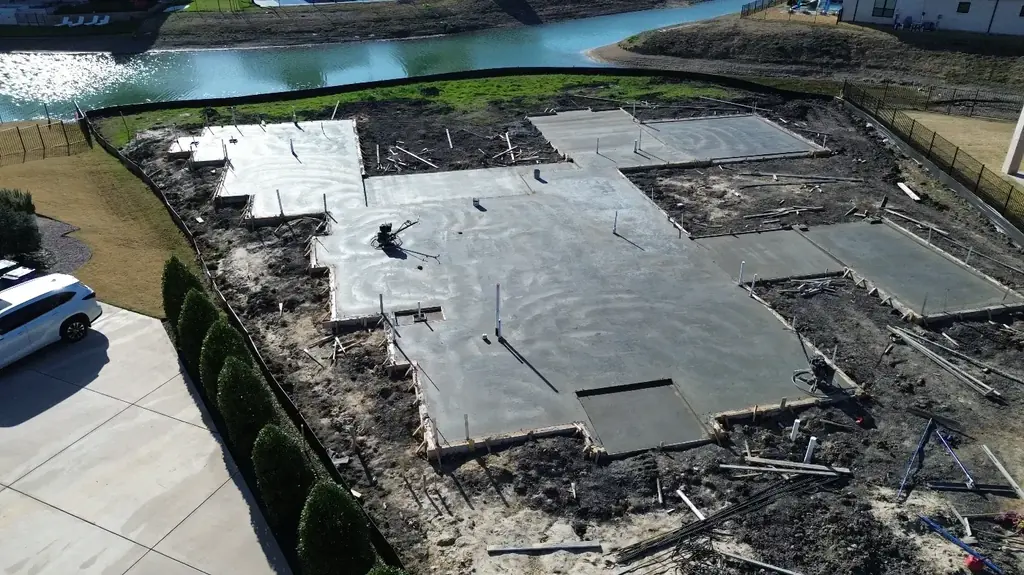 Completed foundation slabs (aerial)