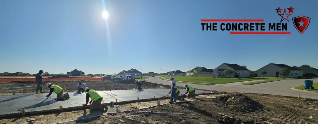 Crew finishing a foundation slab