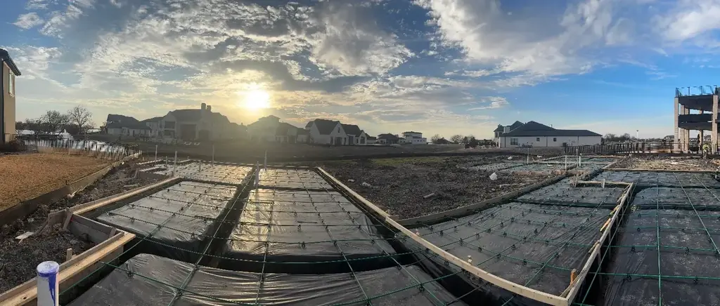 Foundations prepared for pouring (panorama)