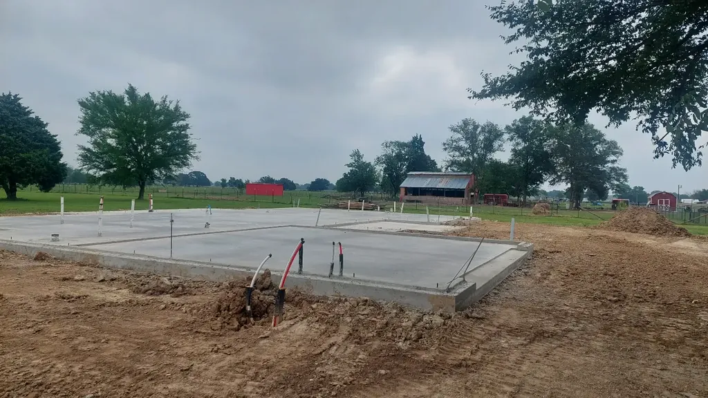 Finished slab on a rural lot