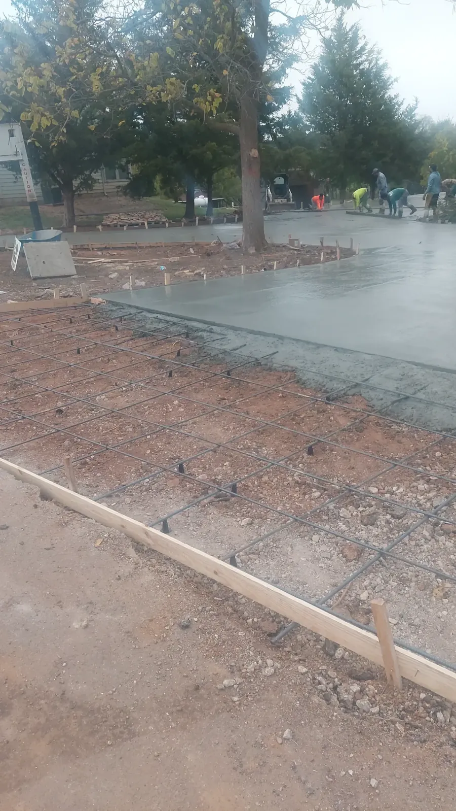 Fresh flatwork with forms in place