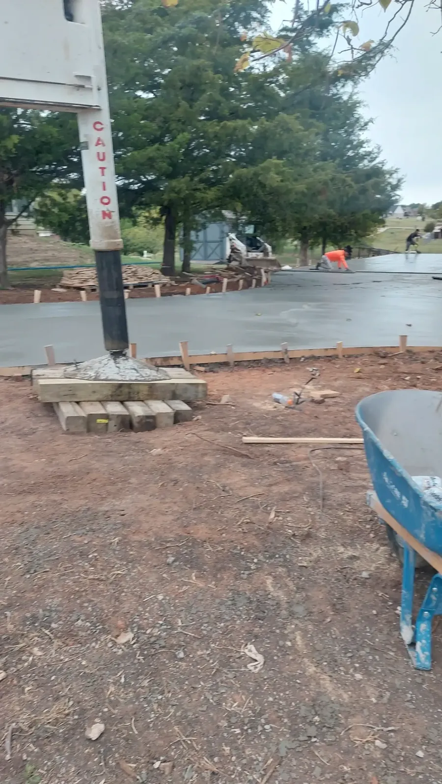 Fresh concrete with forms still in place