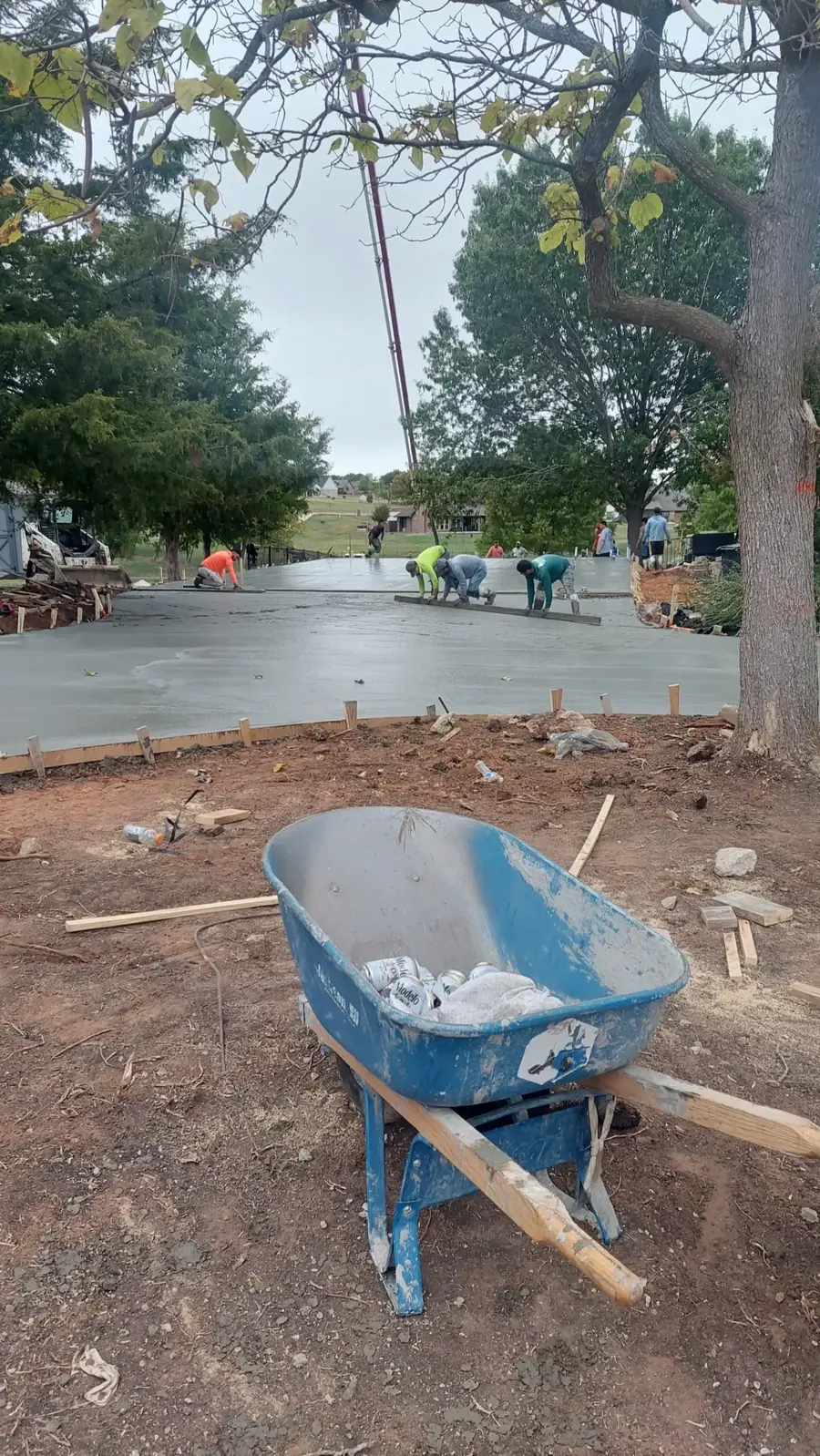 Fresh concrete with forms still in place