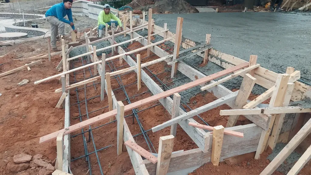 Rebar and forms set for concrete steps