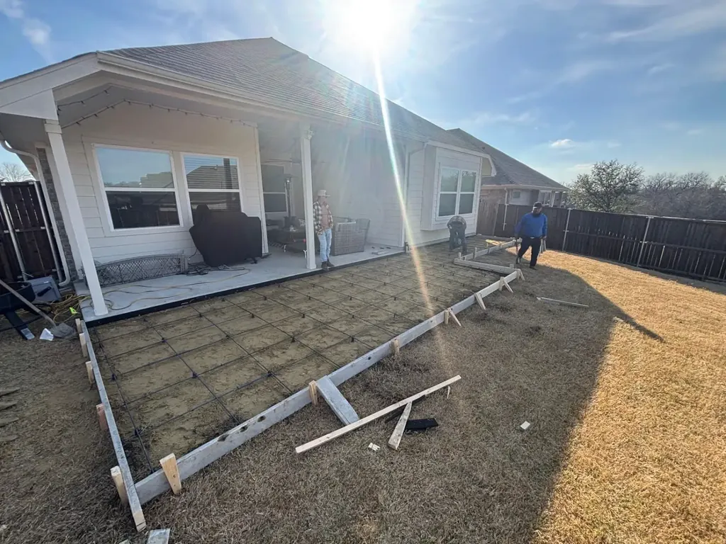 Backyard patio forms and rebar (before the pour)