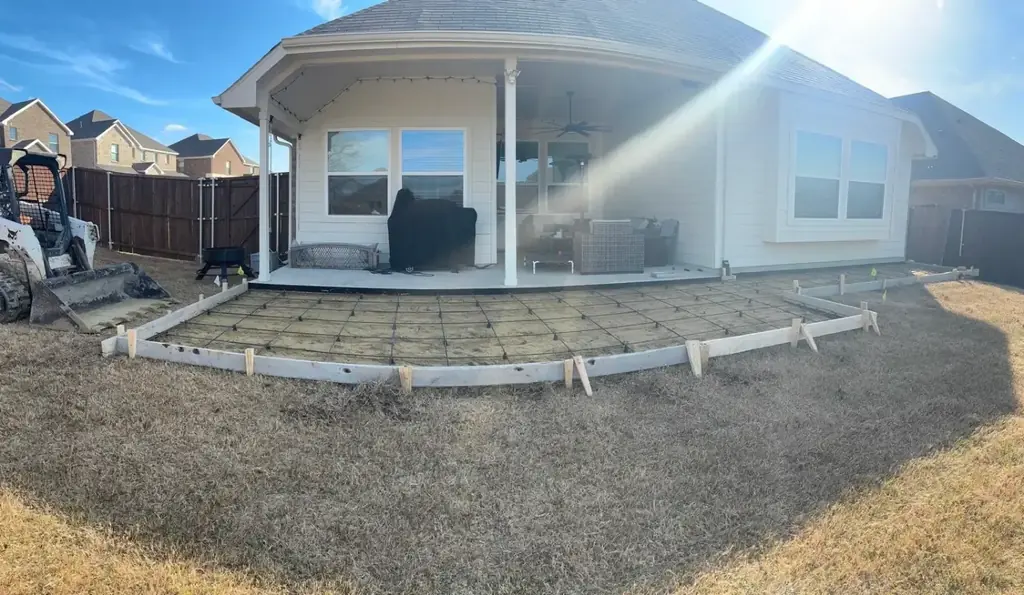 Patio extension prepared for the pour