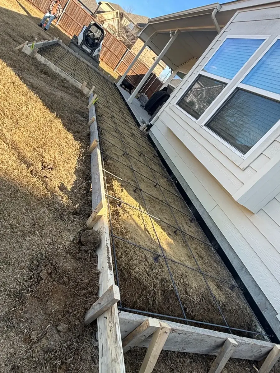 Side-yard slab forms and rebar