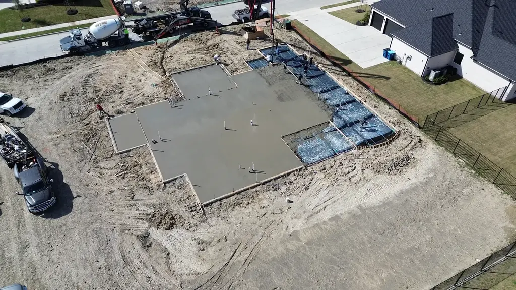 Foundation pour in progress (aerial)