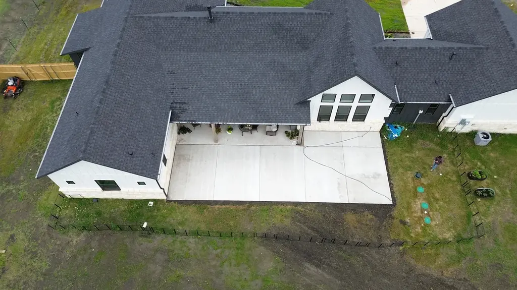 Completed backyard patio (aerial)